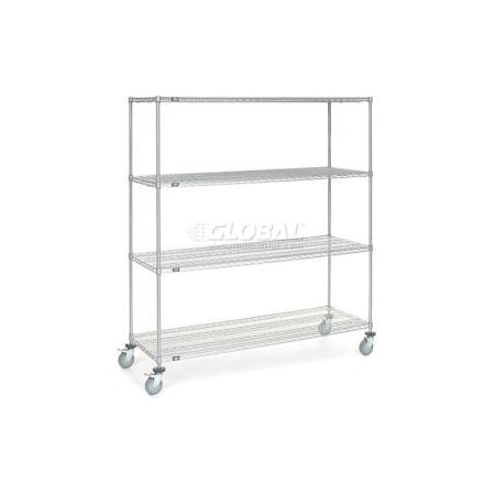Global Equipment Nexel    Chrome ESD Wire Shelf Truck, 4 Shelf, 54"L x 21"W x 80"H, Polyurethane Casters C21547ESD